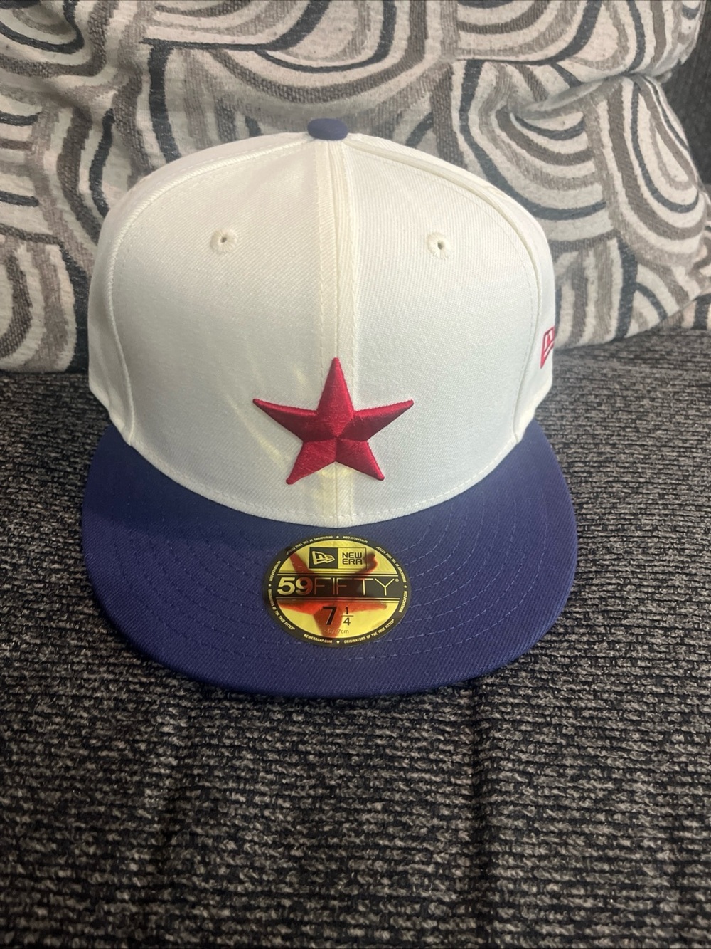 Detroit Stars Negro Leagues White Blue New Era 59Fifty Fitted Hat   Size  7 1/4